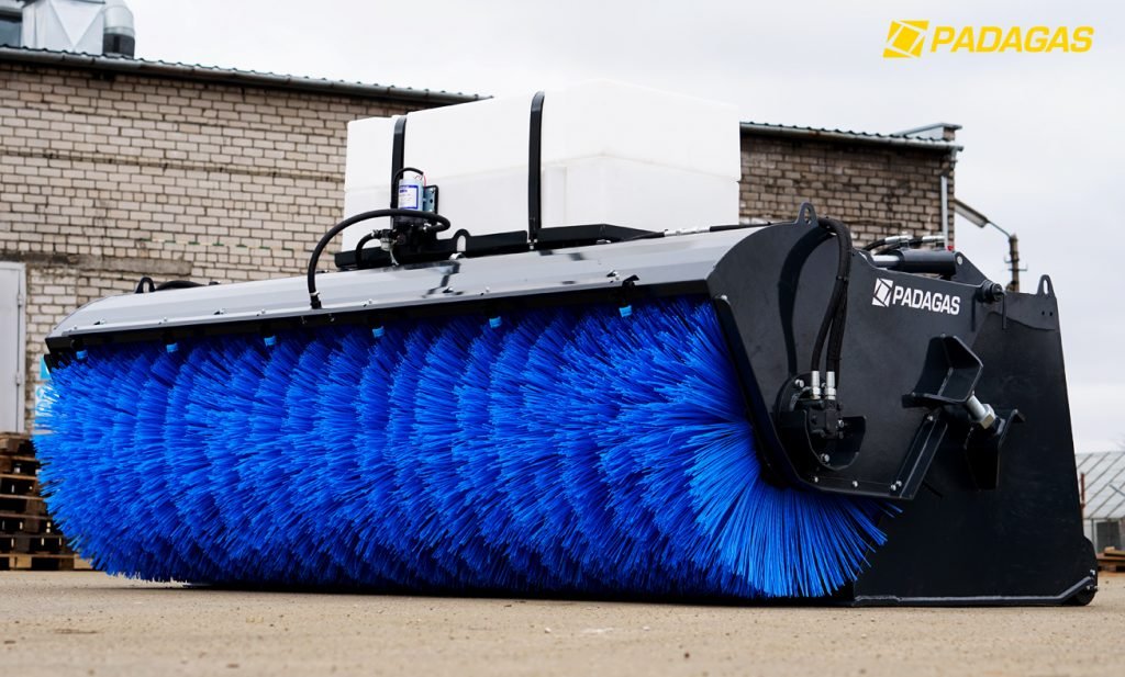 Sweeping machine BS with collection bunker for dust. Street sweeper.